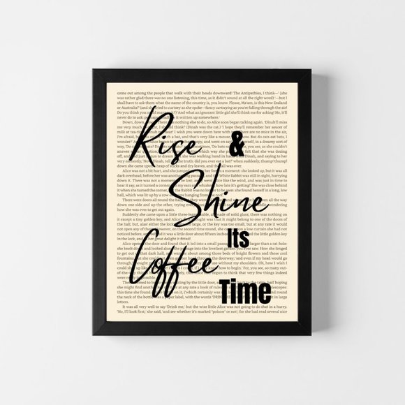 Coffee Quote Book Page Art Print, Rise and Shine, Coffee Bar Decor - Picture 2 of 4